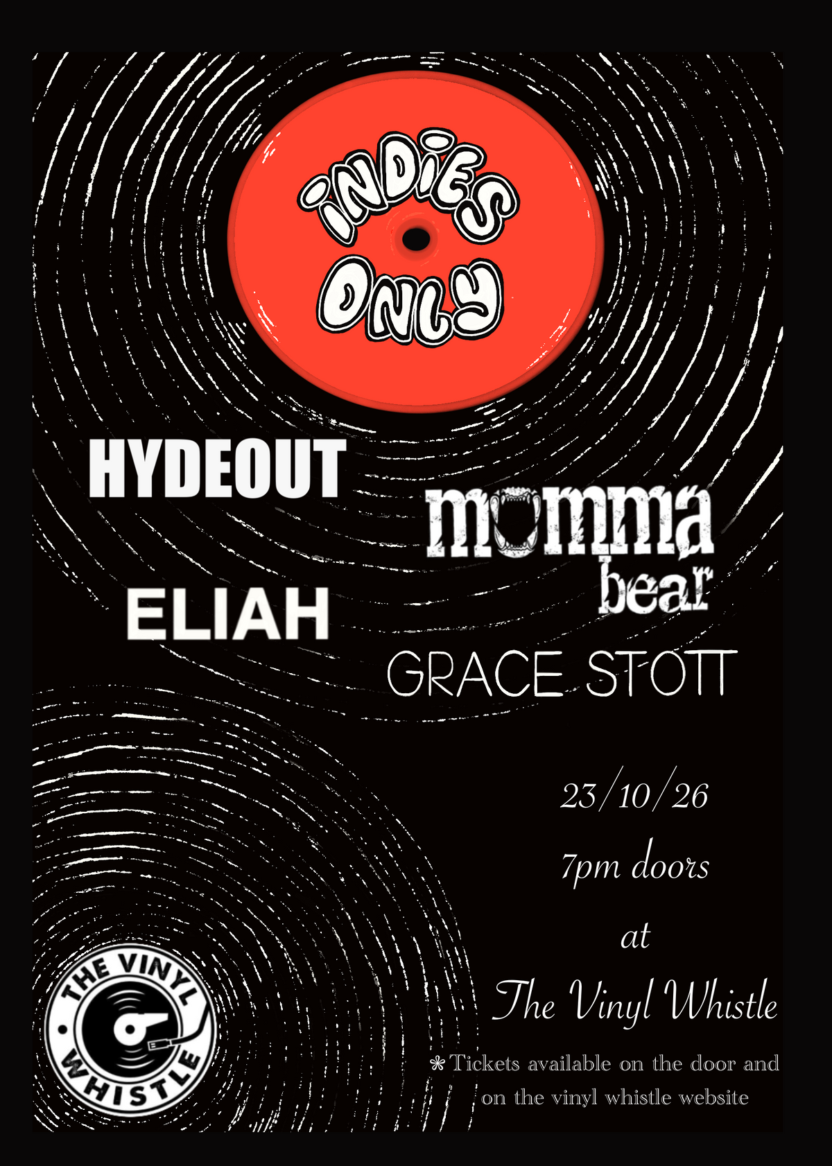 Indies Only ft. Hydeout, Momma Bear, Eliah & Grace Stott | Fri 23rd Oct